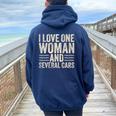 I Love One Woman And Several Cars Mechanic Car Lover Husband Women Oversized Hoodie Back Print Navy Blue
