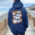 Love Who You Want Gay Pride Lgbt Rainbow Women Oversized Hoodie Back Print Navy Blue