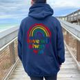 Love Will Always Win Pride Rainbow Kid Child Lgbt Quote Fun Women Oversized Hoodie Back Print Navy Blue