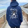 Maine Coon Mama Cute Dilute Calico Women Oversized Hoodie Back Print Navy Blue