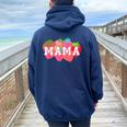 Mama Of The Berry First Birthday Strawberry Matching Couple Women Oversized Hoodie Back Print Navy Blue