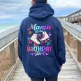 Mama Of The Birthday Girl Rolling Skate Family Bday Party Women Oversized Hoodie Back Print Navy Blue