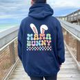 Mama Bunny Mom Pregnancy Matching Family Easter Women Oversized Hoodie Back Print Navy Blue