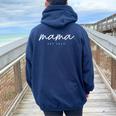Mama Est 2024 Mom Life Happy Mother's Day New Mom Pregnancy Women Oversized Hoodie Back Print Navy Blue