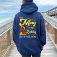May Is My Birthday African American Woman Birthday Queen Women Oversized Hoodie Back Print Navy Blue