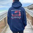 Memorial Day Usa Flag In My Heart Forever Remembrance Dad Women Oversized Hoodie Back Print Navy Blue