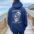 Messy Bun Feral Aunt Somebody's Feral Aunt Women Oversized Hoodie Back Print Navy Blue