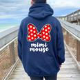 Mimi Mouse Family Vacation Bow Women Oversized Hoodie Back Print Navy Blue