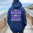 Mom & Housekeeping Supervisor Nothing Scares Me Women Oversized Hoodie Back Print Navy Blue