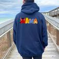 Mom And Dad Mama Of The Birthday Boy Lion Family Matching Women Oversized Hoodie Back Print Navy Blue