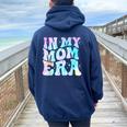 In My Mom Era With Groovy Graphic Cute Mom Women Oversized Hoodie Back Print Navy Blue