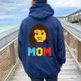 Mom Master Builder Building Bricks Blocks Family Set Parents Women Oversized Hoodie Back Print Navy Blue