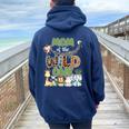 Mom Of The Wild One 1St Birthday Safari Family Matching Women Oversized Hoodie Back Print Navy Blue