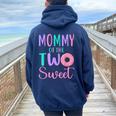 Mommy Of The Two Sweet Mom 2Nd Birthday Girl Donut Party Women Oversized Hoodie Back Print Navy Blue
