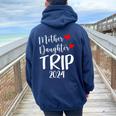 Mother Daughter Trip 2024 Family Vacation Mom Matching Women Oversized Hoodie Back Print Navy Blue