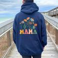 New Mama Wildflower First Birthday & Baby Shower Women Oversized Hoodie Back Print Navy Blue