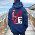 Ob Nurse Valentines Day Delivery Labor Nursing Lovers Women Oversized Hoodie Back Print Navy Blue