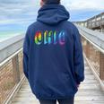 Ohio Lgbtq Pride Rainbow Pride Flag Women Oversized Hoodie Back Print Navy Blue