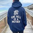 One Hell Of A Mother Vintage Mommy Mom Tiger Mother's Day Women Oversized Hoodie Back Print Navy Blue