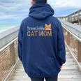 Orange Tabby Cat Mama Leopard Orange Tabby Cat Owner Women Oversized Hoodie Back Print Navy Blue