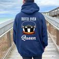 Outdoor Campfire Cooking Dutch Oven Queen Women Oversized Hoodie Back Print Navy Blue