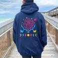 Pansexual Subtle Pan Pride Lgbtq Subtle Moon Phase Crystals Women Oversized Hoodie Back Print Navy Blue