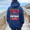 Papa Of The Berry First Birthday Of Girl Strawberry Dad Women Oversized Hoodie Back Print Navy Blue