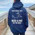 Pat On The Back Adult Sarcastic Women Oversized Hoodie Back Print Navy Blue