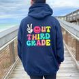 Peace Out 3Rd Grade Graduation Class 2024 Last Day Of School Women Oversized Hoodie Back Print Navy Blue