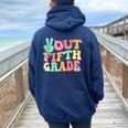 Peace Sign Out Fifth Grade Last Day School 5Th Graduation Women Oversized Hoodie Back Print Navy Blue