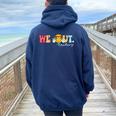 Peace We Out Teacher Happy Last Day Of School Teacher Women Oversized Hoodie Back Print Navy Blue