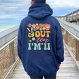 Peace Out Ten I'm 11 Groovy 11Th Happy Birthday Boy Girl Women Oversized Hoodie Back Print Navy Blue