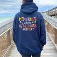 Pediatrics Peds Nurse Pediatric Nurse Pediatric Nursing Women Oversized Hoodie Back Print Navy Blue