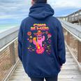 Pink Mexican Cactus With Guitar Dance In Cinco Mayo Party Women Oversized Hoodie Back Print Navy Blue