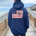 Pole Vault Track And Field Vaulting Girl Gymnast Usa Flag Women Oversized Hoodie Back Print Navy Blue