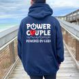 Power Couple Christian Couples Matching Valentines Day Women Oversized Hoodie Back Print Navy Blue