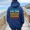 Profession Because I'm The Chicken Chaser That's Why Women Oversized Hoodie Back Print Navy Blue