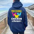 Professional Chicken Chaser Chickens Farming Farm Women Oversized Hoodie Back Print Navy Blue