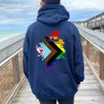 Progress Pride Rainbow Flag For Inclusivity Women Oversized Hoodie Back Print Navy Blue