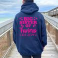 Promoted To Big Sister Of Twins Est 2024 Baby Announcement Women Oversized Hoodie Back Print Navy Blue