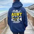 Proud Aunt Of A 2024 Senior Lacrosse Graduate Women Oversized Hoodie Back Print Navy Blue