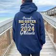 Proud Big Sister Of A Class Of 2024 Graduate For Graduation Women Oversized Hoodie Back Print Navy Blue