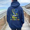 Proud Down Syndrome Mom Awareness Son Daughter Women Oversized Hoodie Back Print Navy Blue