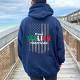 Proud Italian American Italian Heritage Day Flag Women Women Oversized Hoodie Back Print Navy Blue