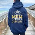 Proud Mom Of A Class Of 2024 Graduate Senior 2024 Graduation Women Oversized Hoodie Back Print Navy Blue