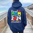 Proud Mom Of A Class Of 2024 Preschool Graduate Graduation Women Oversized Hoodie Back Print Navy Blue