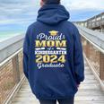 Proud Mom Of Kindergarten Graduate 2024 Graduation Mom Women Oversized Hoodie Back Print Navy Blue