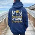Proud Sister In Law Of A 2024 Graduate Graduation Family Women Oversized Hoodie Back Print Navy Blue