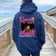 A Queen Was Born In March Birthday Black Afro Girls Women Oversized Hoodie Back Print Navy Blue
