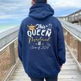 This Queen Mastered It Class Of 2024 Masters Graduation Women Oversized Hoodie Back Print Navy Blue